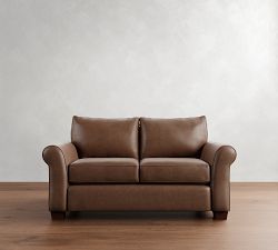 PB Comfort Roll Arm Leather Sofa (68&quot;&ndash;94&quot;)