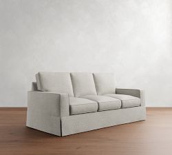 PB Comfort Square Arm Slipcovered Sleeper Sofa with Memory Foam Mattress (74&quot;&ndash;87&quot;)