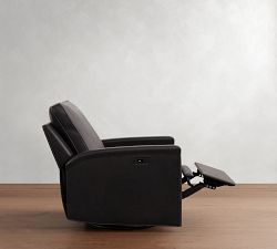 Tyler Square Arm Leather Manual &amp; Power Swivel Glider Recliner