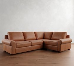 Big Sur Roll Arm Leather 3-Piece Sectional (115&quot;)