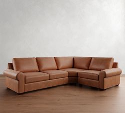 Big Sur Roll Arm Leather 3-Piece Wedge Sectional (123")