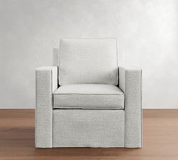 Cameron Square Arm Slipcovered Swivel Chair