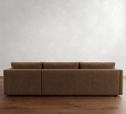 Carmel Slim Arm Leather Chaise Sectional (106"&ndash;129")