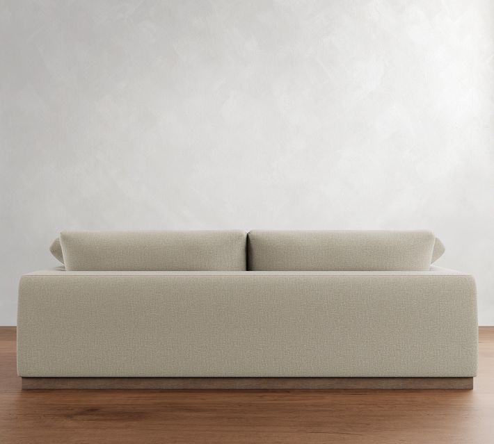  back view of beige sofa with two back cushions