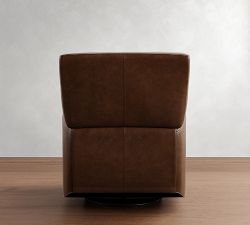 Irving Square Arm Leather Manual &amp; Power Swivel Glider Recliner