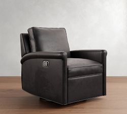 Tyler Roll Arm Leather Swivel Recliner