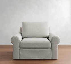 Big Sur Roll Arm Slipcovered Swivel Chair