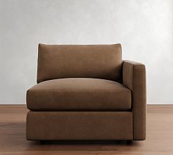 Build Your Own Carmel Slim Arm Leather Sectional