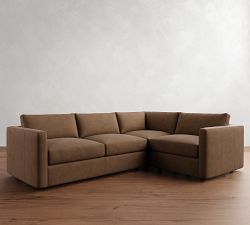 Carmel Slim Arm Leather 3-Piece Sectional (109")