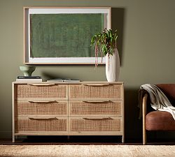 Dolores 6-Drawer Cane Dresser (58&quot;)