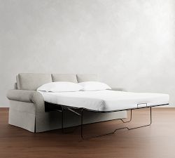 PB Comfort Roll Arm Slipcovered Sleeper Sofa With Memory Foam Mattress (78&quot;-87&quot;)