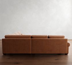 Big Sur Roll Arm Deep Seat Leather 3-Piece L-Shaped Wedge Sectional (130")