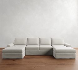 Big Sur Roll Arm Slipcovered Double Chaise Sectional (145&quot;&ndash;198&quot;)