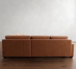 Big Sur Square Arm Deep Seat Leather 3-Piece L-Shaped Sectional (121&quot;)