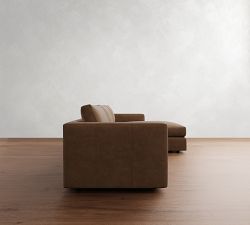 Carmel Slim Arm Leather Chaise Sectional (106"&ndash;129")