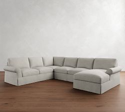 PB Comfort Roll Arm Slipcovered L-Shaped Chaise Sectional (137")