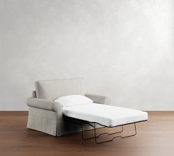 PB Comfort Roll Arm Slipcovered Twin Sleeper Sofa with Memory Foam Mattress (64&quot;)