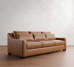 York Deep Slope Arm Leather Sofa (60"&ndash;95")