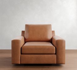 Big Sur Square Arm Leather Swivel Chair