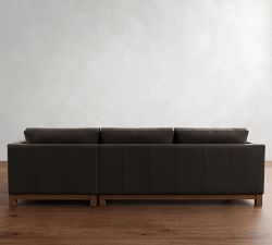 Jake Leather Brindle Wood Base Chaise Sectional (111&quot;&ndash;121&quot;)