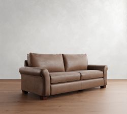 PB Comfort Roll Arm Leather Sofa (68&quot;&ndash;94&quot;)