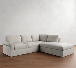 PB Comfort Roll Arm Slipcovered 3-Piece Bumper Sectional (108&quot;)