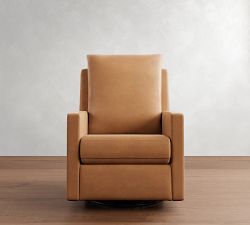 Ayden Square Arm Leather Manual &amp; Power Swivel Glider Recliner