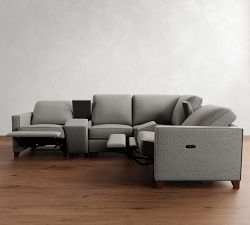 Cameron Square Arm Reversible Power Reclining Sectional - Storage Available (109&quot;&ndash;123&quot;)