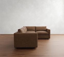 Carmel Slim Arm Leather 3-Piece Sectional (109")