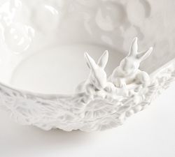 Floral Bunny Stoneware Serving Bowl