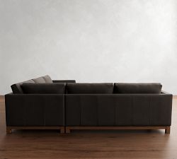 Jake Leather Brindle Wood Base 3-Piece L-Shaped Sectional (108&quot;-111&quot;)