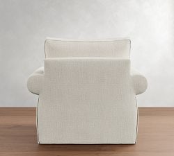 Pearce Roll Arm Slipcovered Swivel Chair