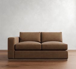 Build Your Own Carmel Wide Arm Wood Base Leather Sectional