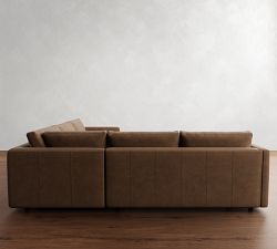 Carmel Slim Arm Leather 3-Piece L-Shaped Sectional (109")
