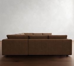 Carmel Slim Arm Leather U-Shaped Sectional (174&quot;&ndash;186&quot;)