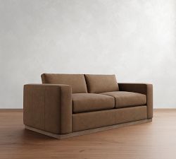 Carmel Wide Arm Leather Wood Base Sleeper Sofa (86")