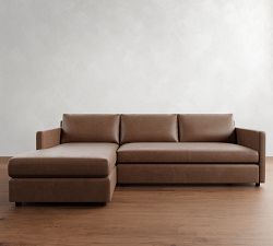Pacifica Slim Arm Leather Chaise Sectional (100&quot;)