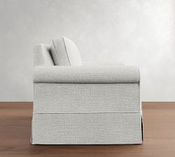 Cameron Roll Arm Slipcovered Twin Sleeper Sofa with Memory Foam Mattress (56")