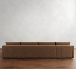 Carmel Slim Arm Leather Double Chaise Sectional (138&quot;&ndash;170&quot;)