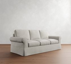 PB Comfort Roll Arm Slipcovered Sleeper Sofa With Memory Foam Mattress (78&quot;-87&quot;)