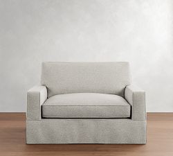 PB Comfort Square Arm Slipcovered Twin Sleeper Sofa with Memory Foam Mattress (56&quot;)