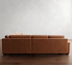 Big Sur Square Arm Deep Seat Leather 3-Piece L-Shaped Wedge Sectional (129")