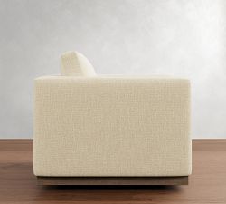 Carmel Slim Arm Wood Base Swivel Chair