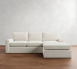 Pearce Square Arm Slipcovered Chaise Sectional (101"&ndash;141")
