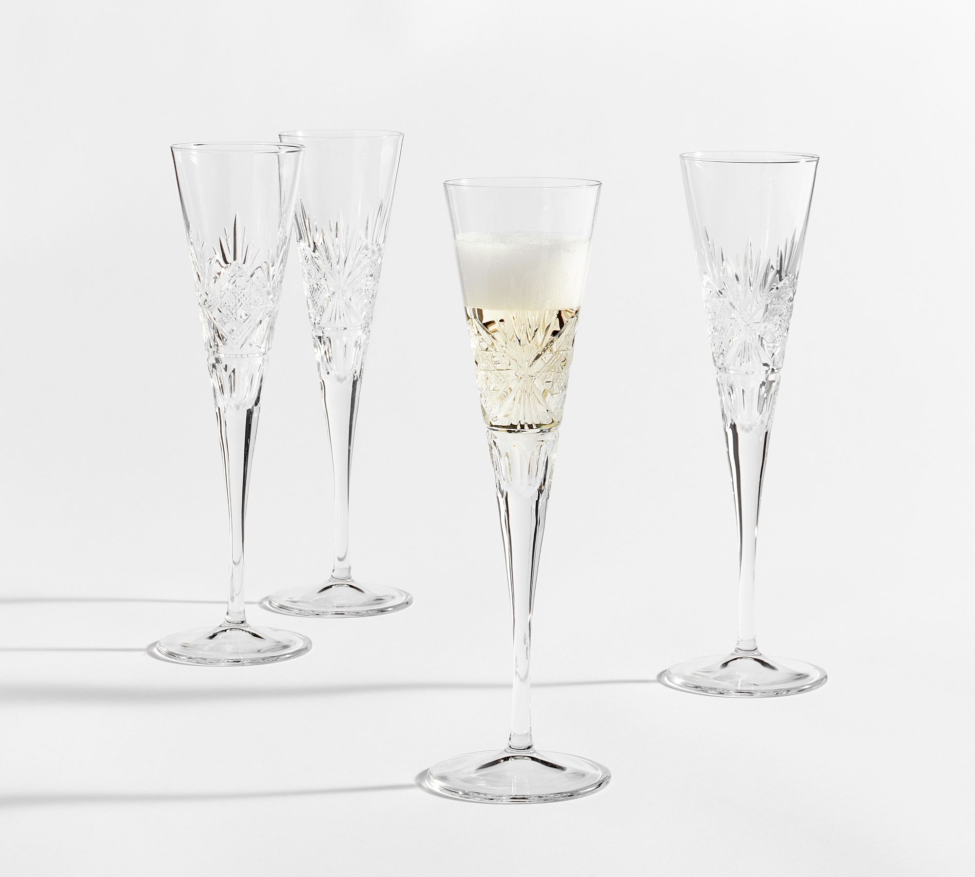 Antique Cut Champagne Flutes - Set of 4 - Set of 4 - Clear