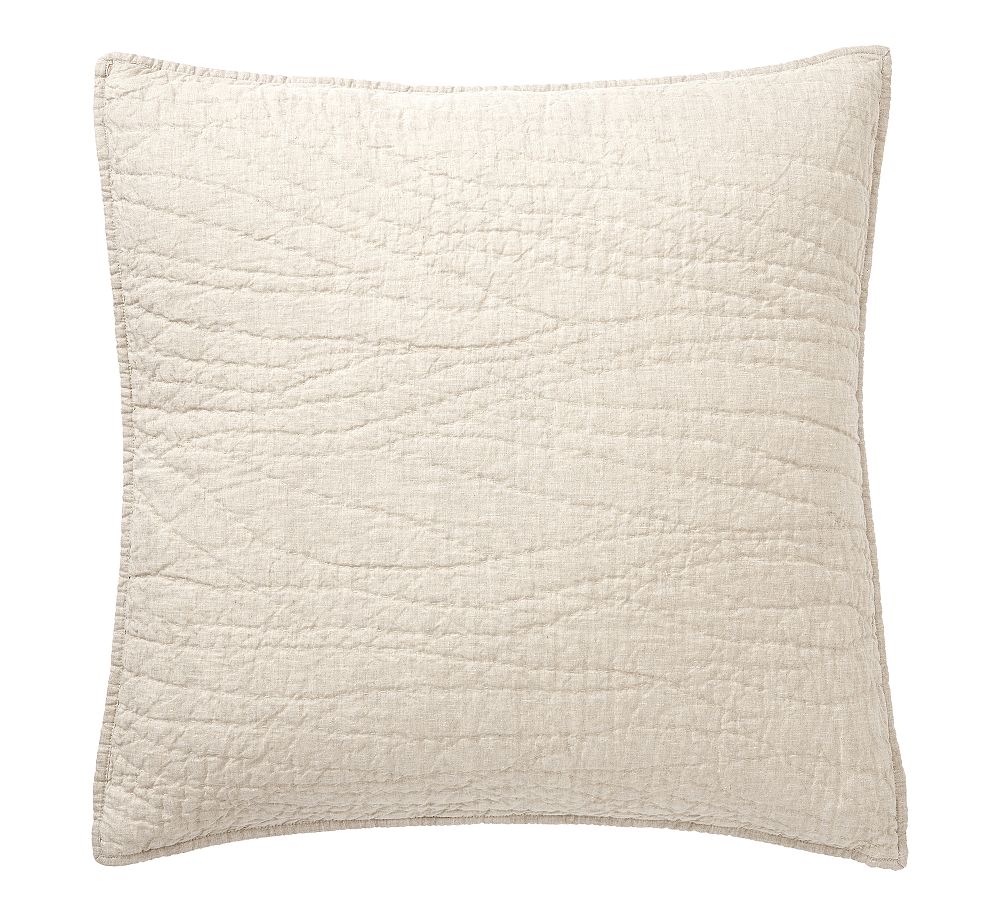 Belgian Flax Linen Handcrafted Quilted Sham - Flax, Euro, Set of 2