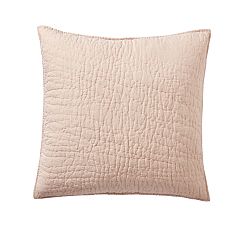 Open Box: Belgian Flax Linen Handcrafted Quilted Sham, Euro Set of 3 - Soft Rose