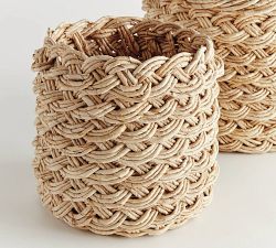 Elodie Handwoven French Braid Round Nesting Basket, Set of 2