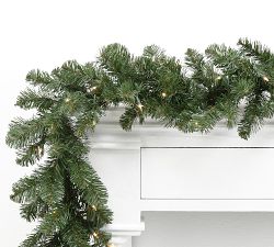 Faux Noble Fir Garland with Clear Lights - Set of 2