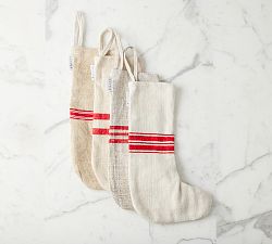 Vintage Grain Sack Holiday Stocking